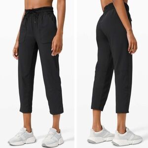 Lululemon Beyond the Studio Drawstring Crop Pants Black Athleisure Travel